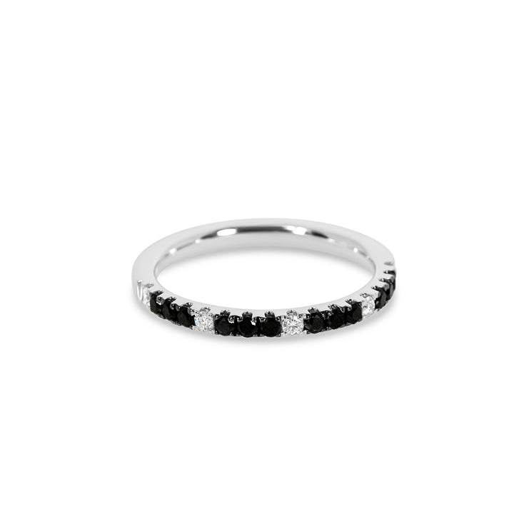 black and white diamond ring in 14k white