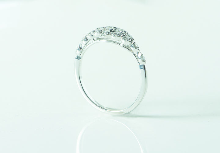 white gold and diamond ring. unique ring. anniversary ring anniversary gift. vintage ring. SF jewelry, local jeweler, luxury, fine jewelry, bay area, handmade, gift for her, birthday gift, anniversary gift