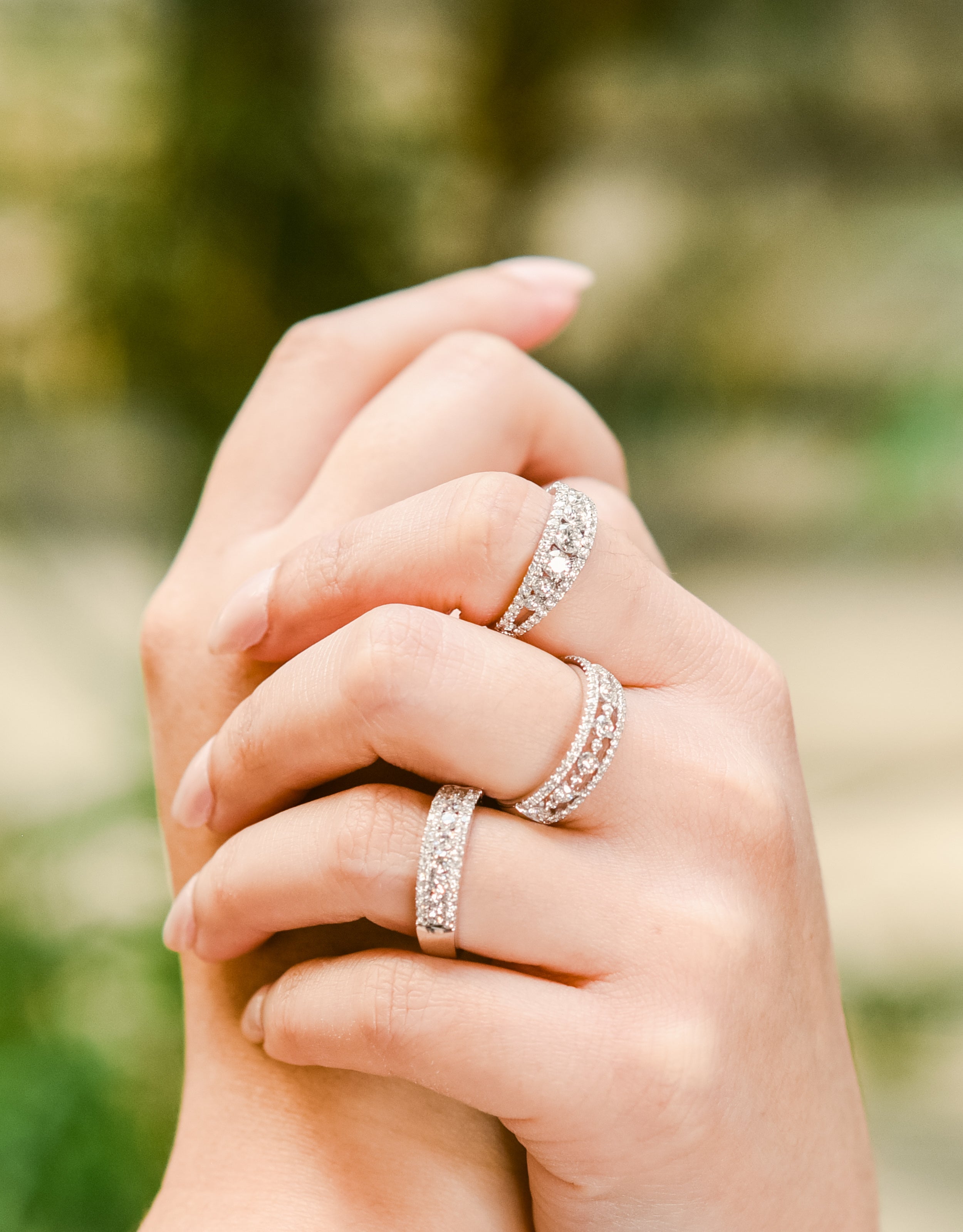 white gold and diamond ring. band. fashion band, stackable ring. round diamonds. Local SF jewelry, San francisco, Luxury, hand made, Bay area, gift for her. wedding band.