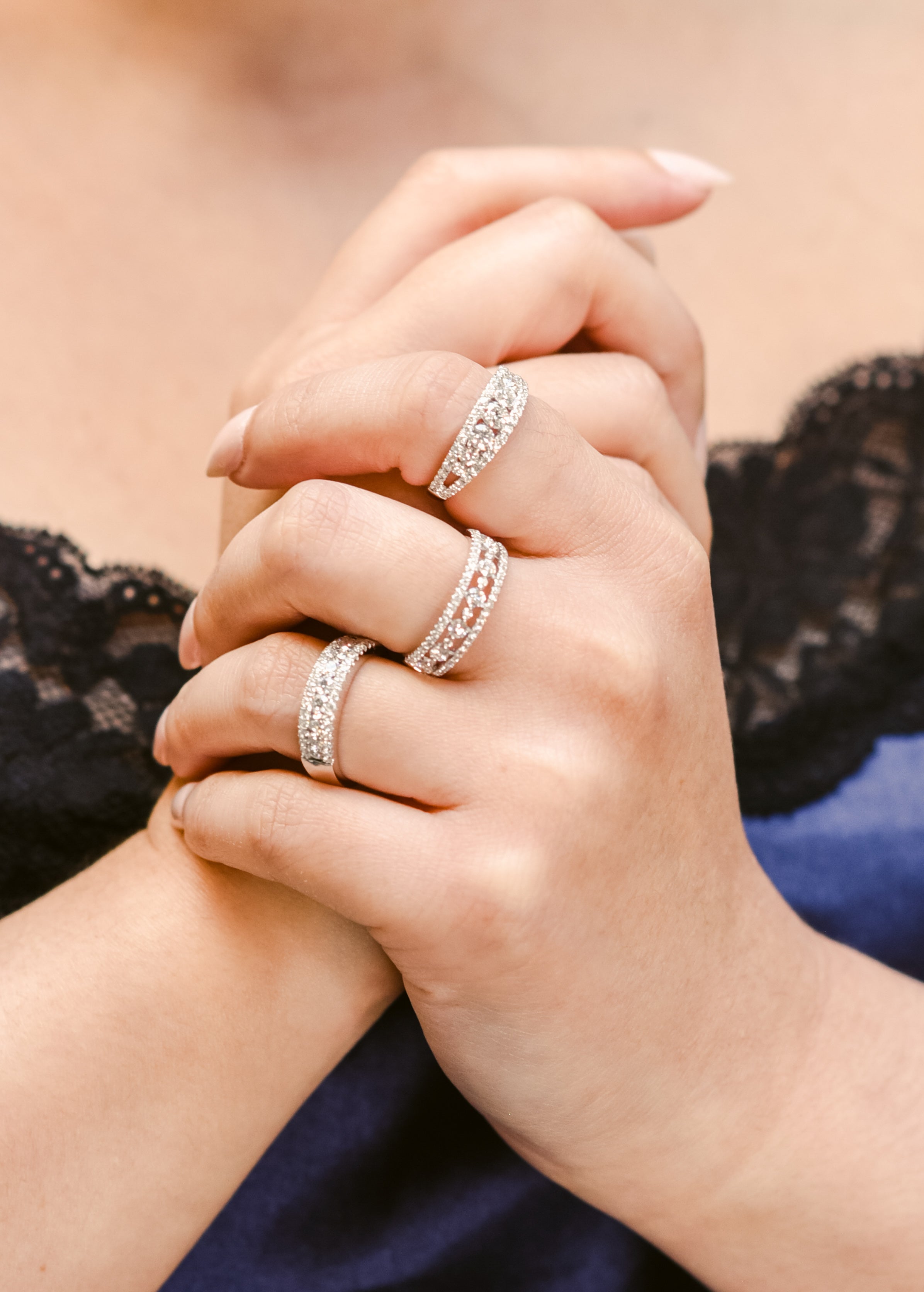 white gold and diamond ring. band. fashion band, stackable ring. round diamonds. Local SF jewelry, San francisco, Luxury, hand made, Bay area, gift for her. wedding band.