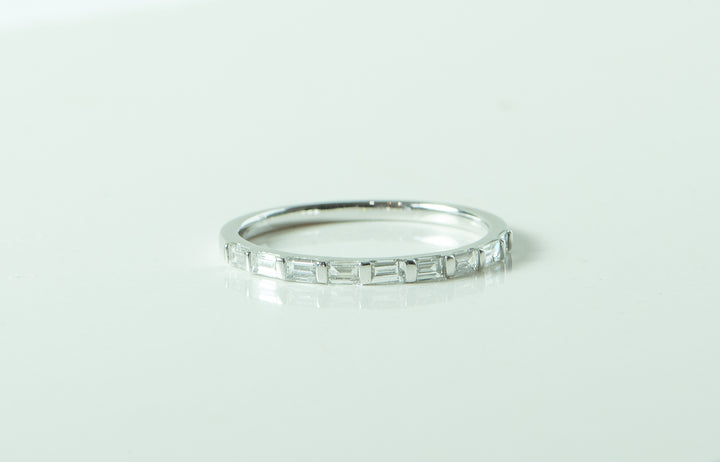 white gold and diamond ring. baguette diamonds. channel set. dainty ring. women's wedding band. every day ring. stacking ring. unique wedding band. yellow gold necklace. yellow gold diamond pendant. circle necklace. cable link chain. eternity necklace. SF jewelry, local jeweler, luxury, fine jewelry, bay area, handmade, gift for her, birthday gift, anniversary gift