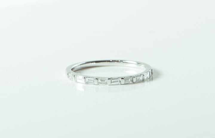 white gold and diamond ring. baguette diamonds. channel set. dainty ring. women's wedding band. every day ring. stacking ring. unique wedding band. yellow gold necklace. yellow gold diamond pendant. circle necklace. cable link chain. eternity necklace. SF jewelry, local jeweler, luxury, fine jewelry, bay area, handmade, gift for her, birthday gift, anniversary gift