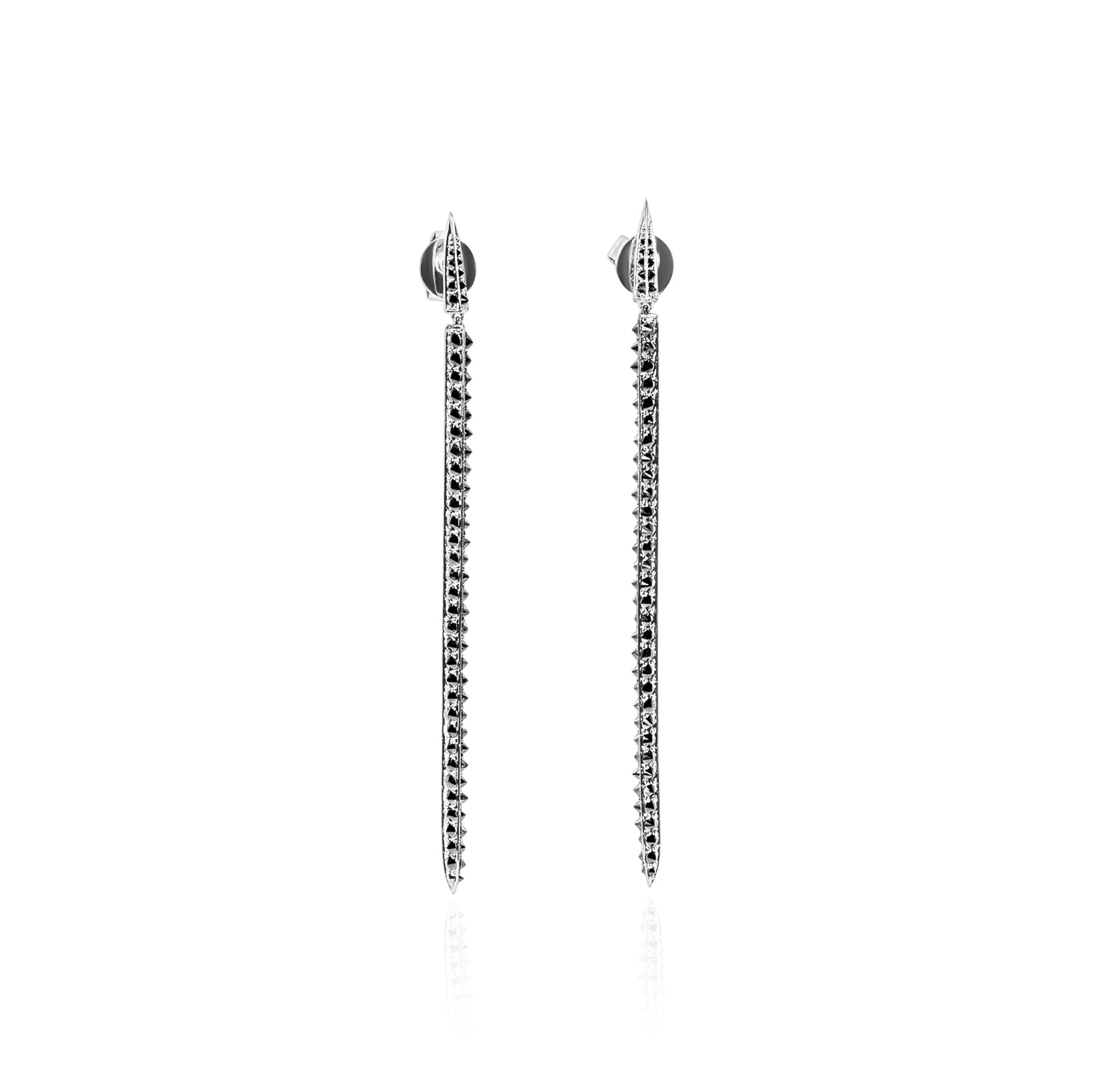 "Lyra" Black Diamond Dangle Earrings