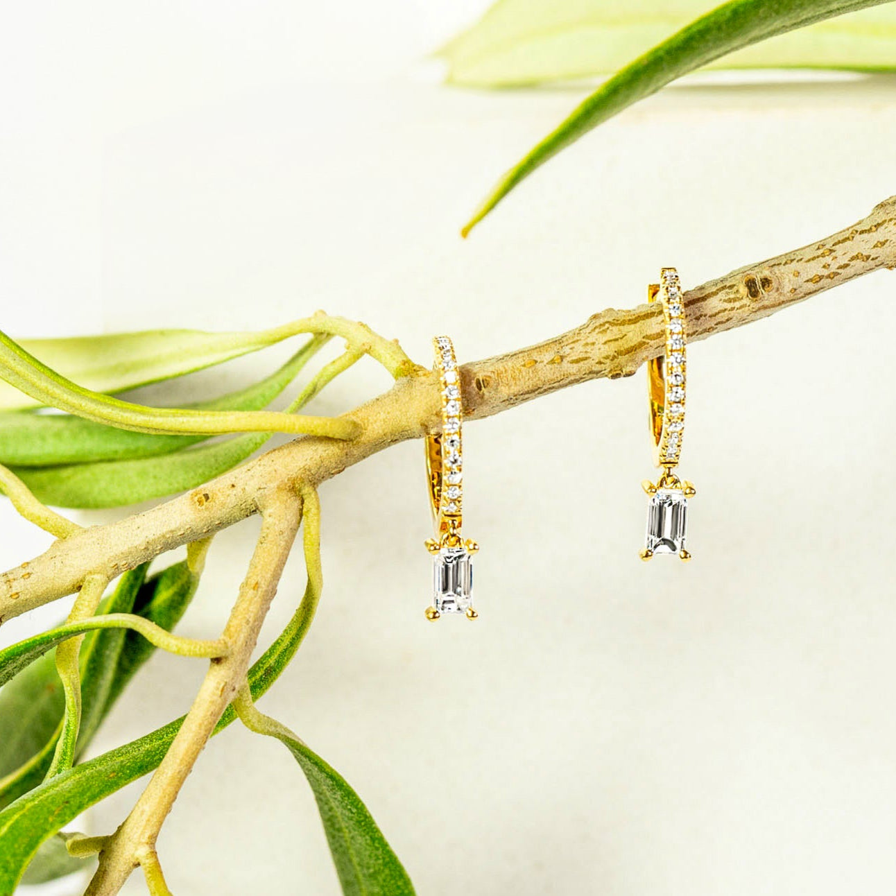 "Hadley" Baguette Dangle Earrings