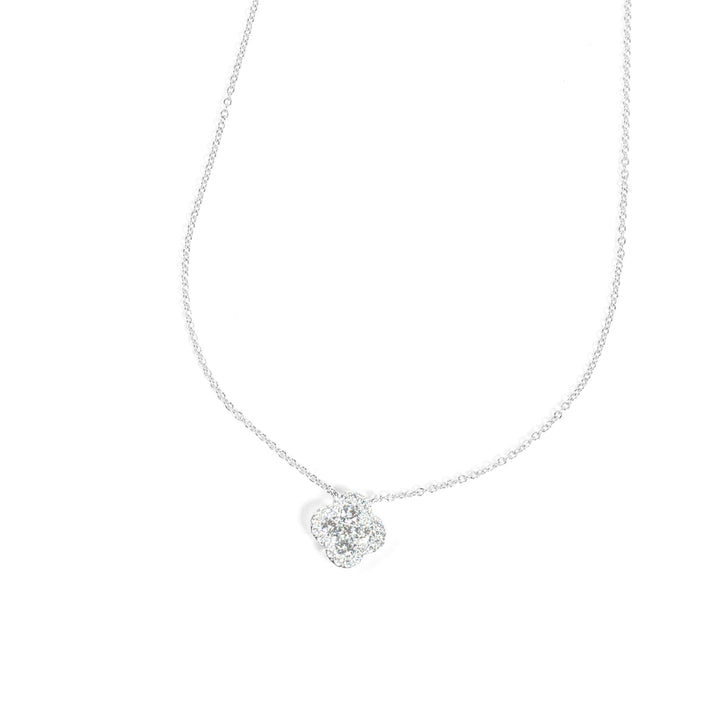 "Fleur Blanche" Diamond Clover Necklace in 18k white gold 26D-0.605CTTW