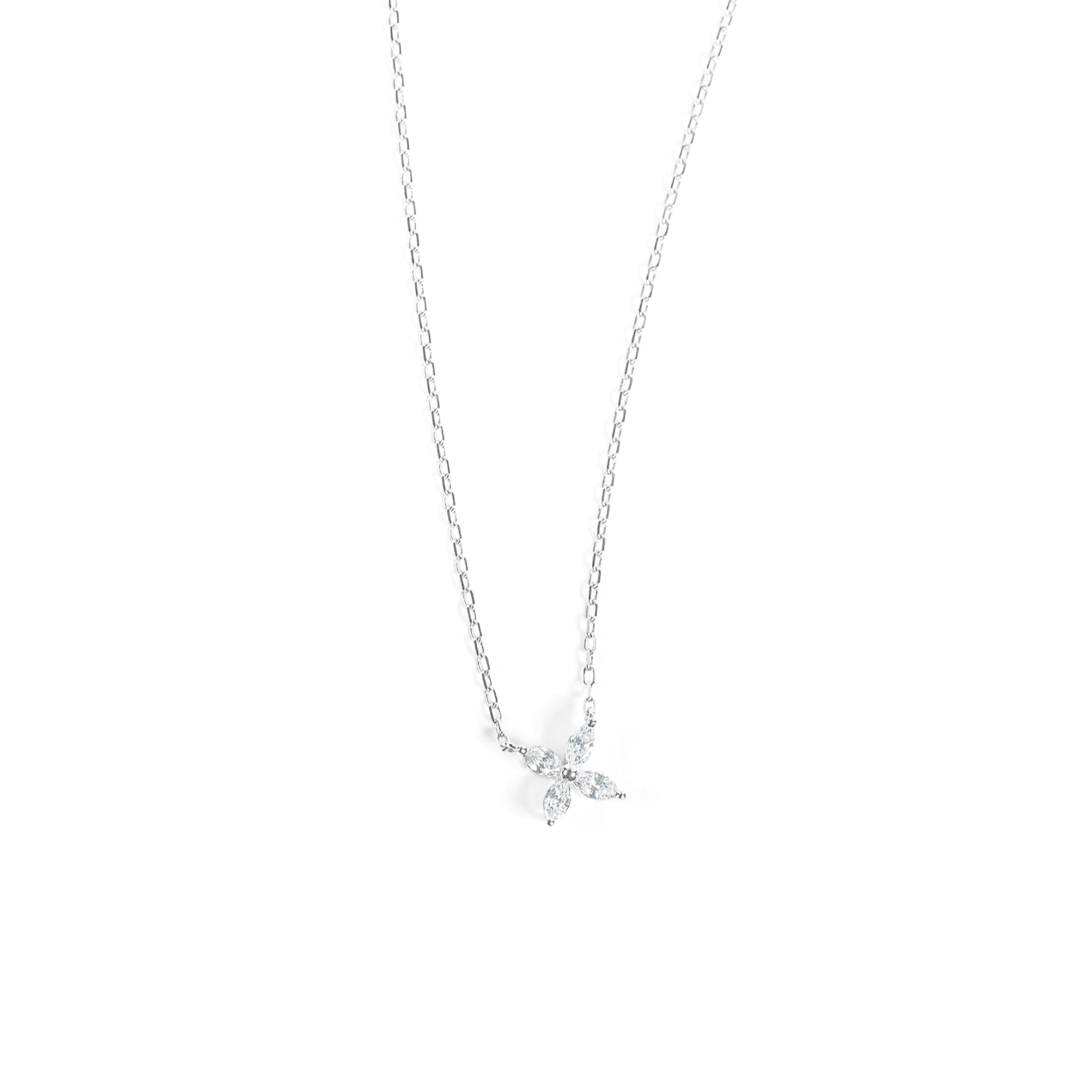 "Farfalla" Diamond Butterfly Necklace 4 Marquise Diamond -0.233CTTW