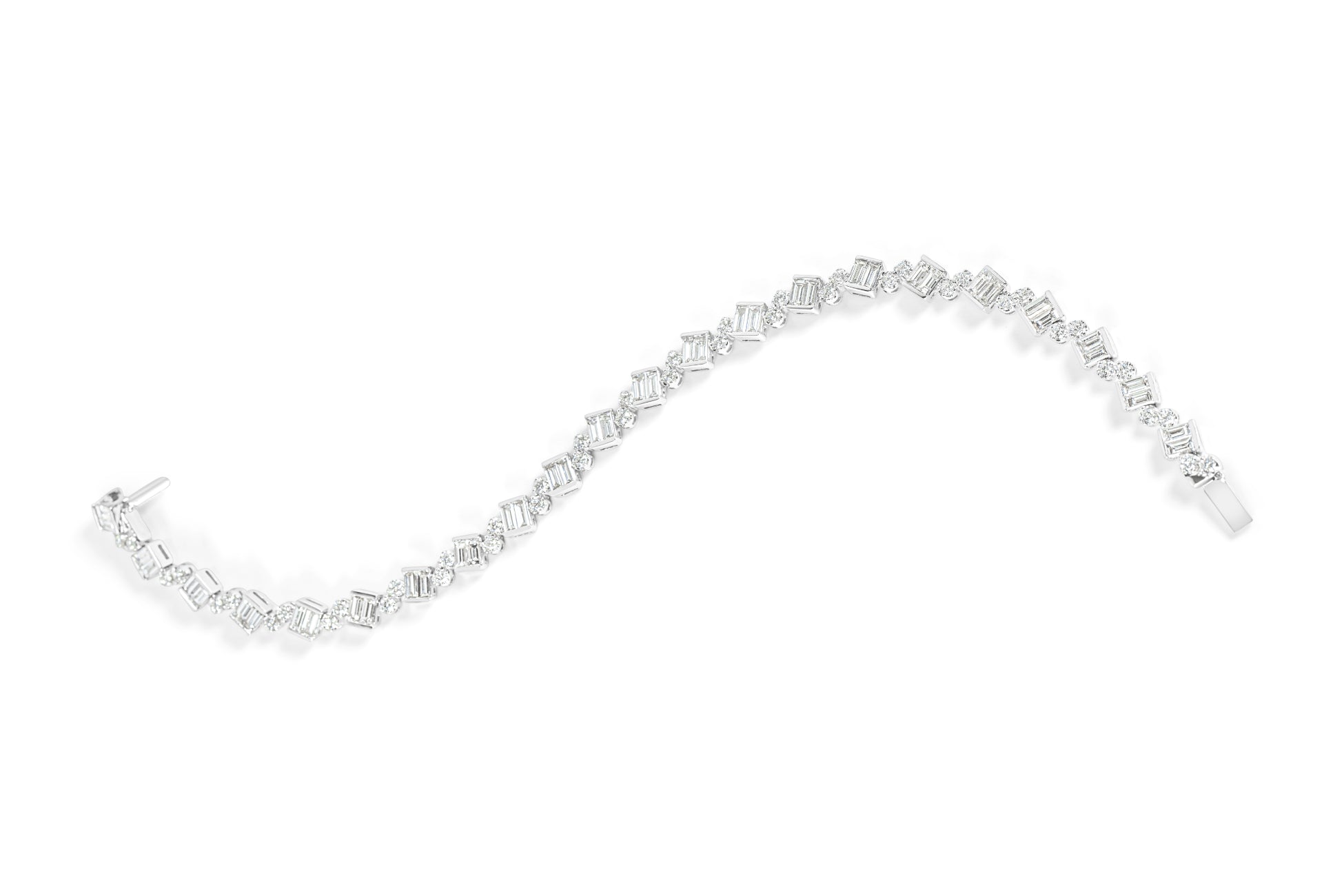 "Alanna" Baguette and Round Diamond Tennis Bracelet