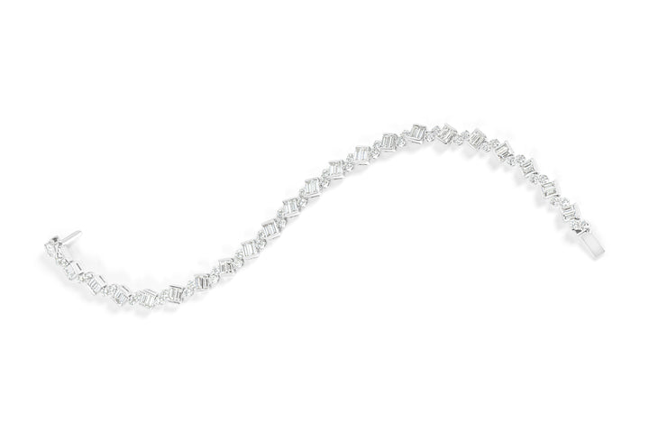 "Alanna" Baguette and Round Diamond Tennis Bracelet