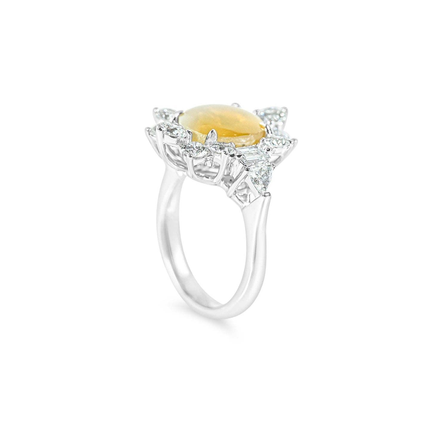 "Sirenis" Chrysoberyl Cat Eye & Diamond Halo Ring in Platinum
