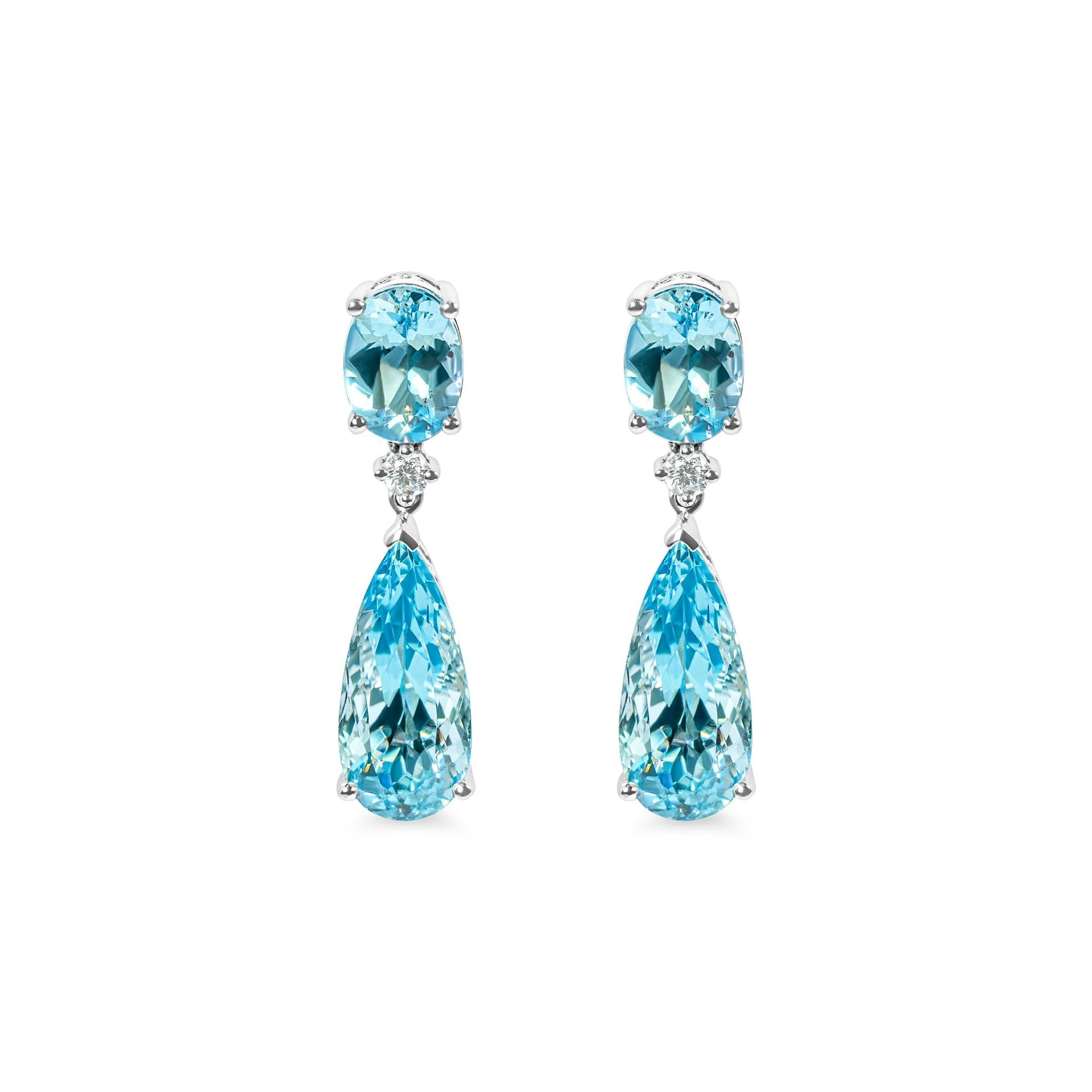 "Sirena" 18kw Aquamarine & Diamond Dangling Earrings