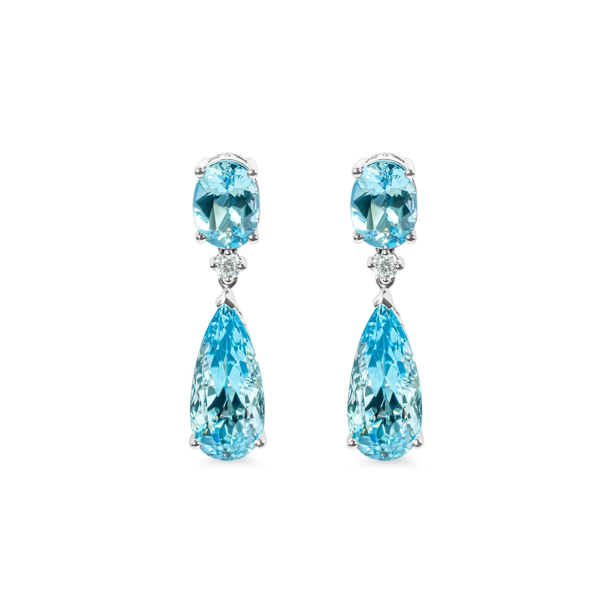 "Sirena" 18kw Aquamarine & Diamond Dangling Earrings