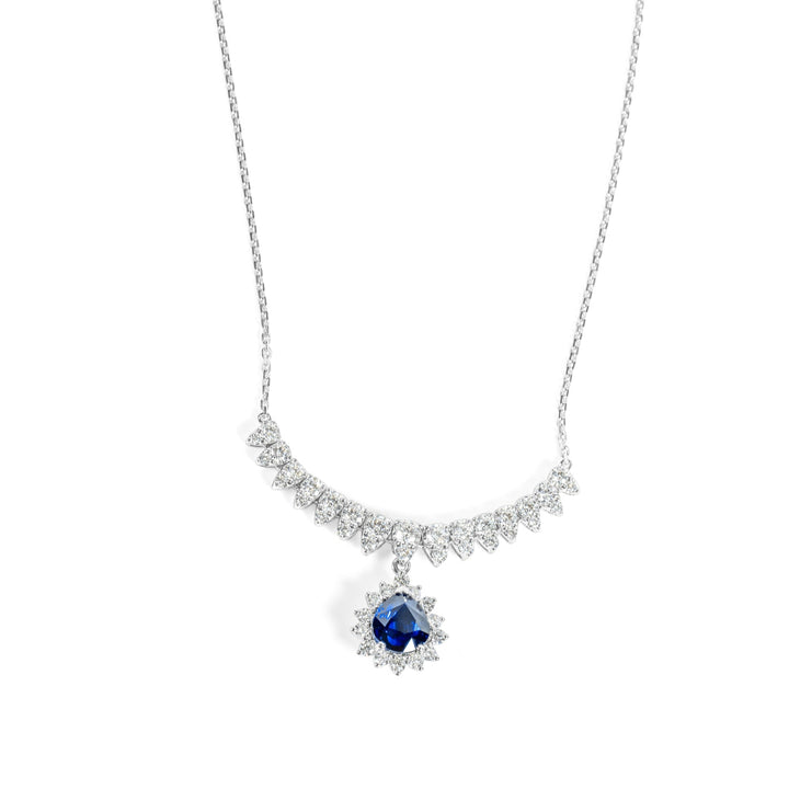 "Azurea" Pear Cut Blue Sapphire and Diamond Necklace