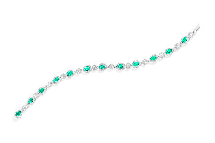 "Esmeralda" Emerald & Diamond Bracelet 18kw 7"