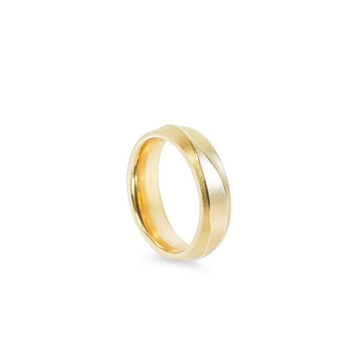 "Rip Tide" 6mm sculpted wave wedding band in 14k yellow matte finish