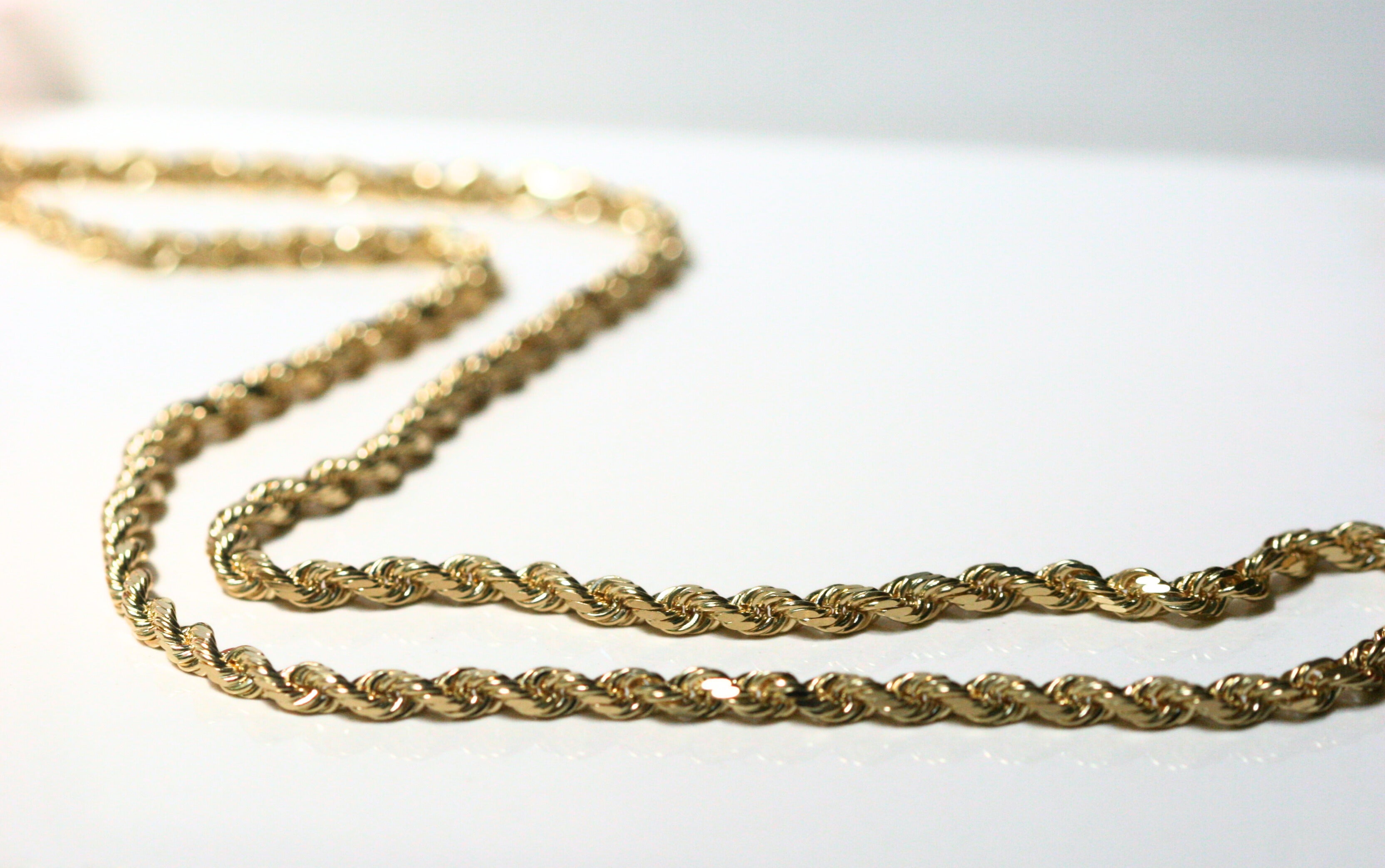 yellow gold rope chain. diamond cut. Local SF jewelry, San francisco, Luxury, hand made, Bay area, gift for her, gift for him.