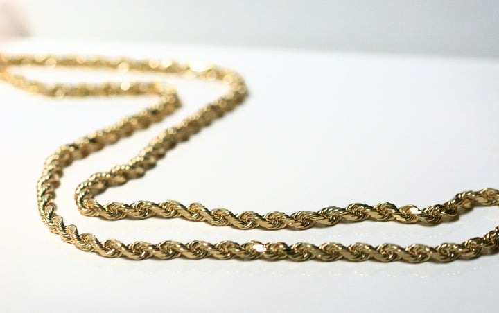 yellow gold rope chain. diamond cut. Local SF jewelry, San francisco, Luxury, hand made, Bay area, gift for her, gift for him.