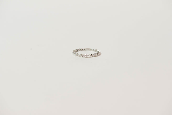 diamond and white gold ring. women's wedding band. simple. delicate. every day ring. stacking ring. shared prong. timeless. classic. SF jewelry, local jeweler, luxury, fine jewelry, bay area, handmade, gift for her, birthday gift, anniversary gift
