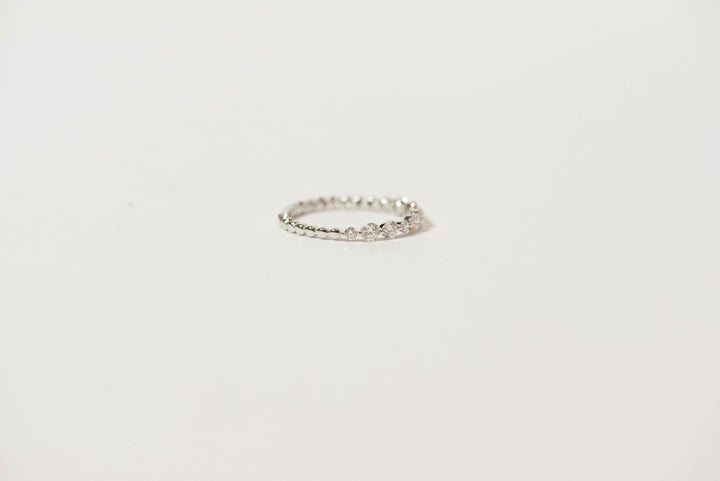 diamond and white gold ring. women's wedding band. simple. delicate. every day ring. stacking ring. shared prong. timeless. classic. SF jewelry, local jeweler, luxury, fine jewelry, bay area, handmade, gift for her, birthday gift, anniversary gift