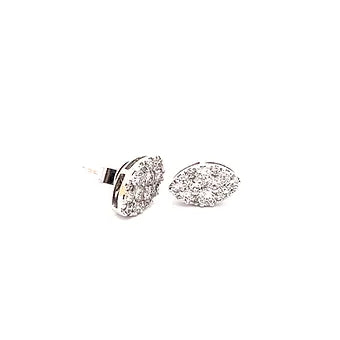 white gold and diamond earrings. stud earrings. marquise diamond. april birthstone. SF jewelry, san francisco, jeweler, birthday gift, anniversary gift, gift for her, bay area jewelry, fine jewelry, luxury, hand made, artisan, local