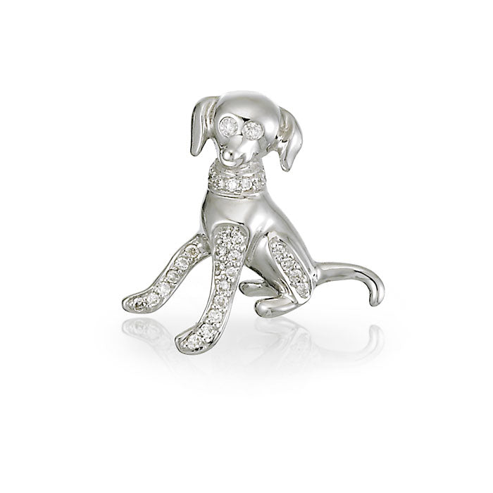 white gold and diamond charm. dog charm, dog lover gift. Local SF jewelry, San francisco, Luxury, hand made, Bay area, gift for her
