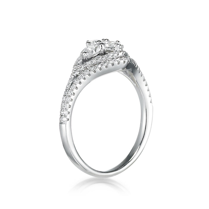 white gold and diamond ring. unique engagement ring. cluster of 4 diamonds. anniversary ring. round diamonds. fine jewelry luxury. Local SF jewelry, San francisco, Luxury, hand made, Bay area, gift for her.