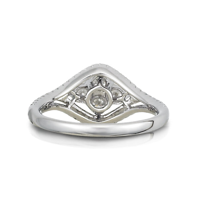 white gold and diamond ring. unique engagement ring. cluster of 4 diamonds. anniversary ring. round diamonds. fine jewelry luxury. Local SF jewelry, San francisco, Luxury, hand made, Bay area, gift for her.