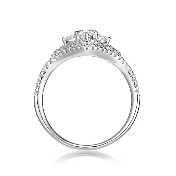 white gold and diamond ring. unique engagement ring. cluster of 4 diamonds. anniversary ring. round diamonds. fine jewelry luxury. Local SF jewelry, San francisco, Luxury, hand made, Bay area, gift for her.