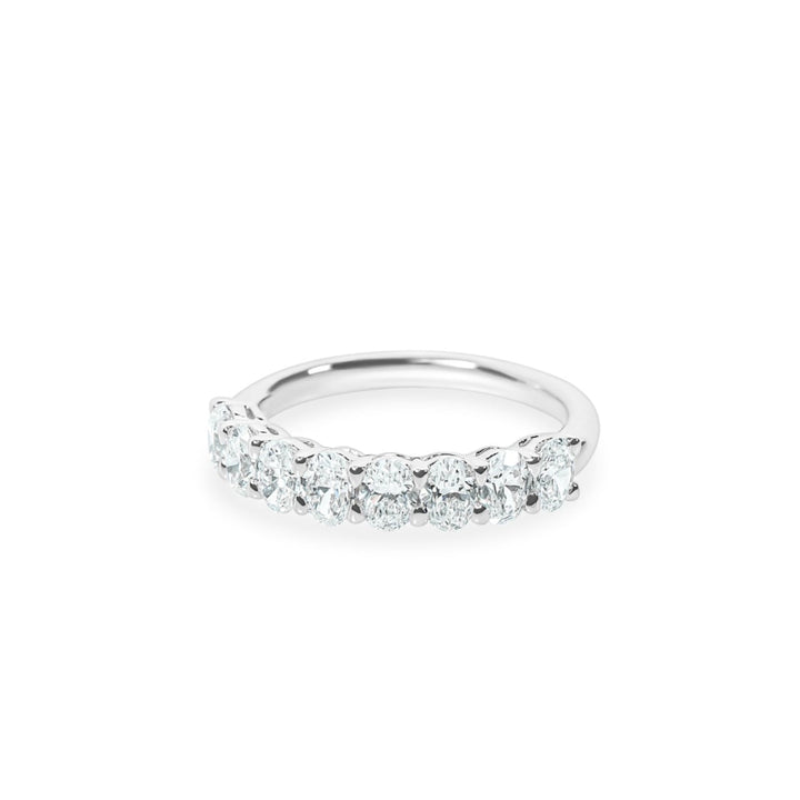 "Cooper" 8-Stone Oval Shared-Prong Diamond Ring in 18k white 8OD-1.50CTTW 