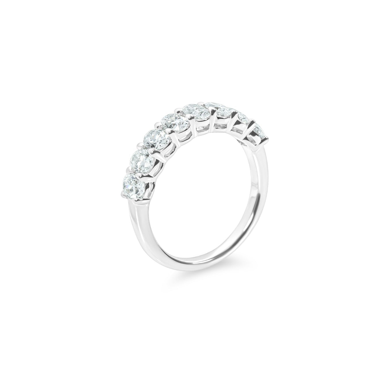 "Cooper" 8-Stone Oval Shared-Prong Diamond Ring in 18k white 8OD-1.50CTTW 
