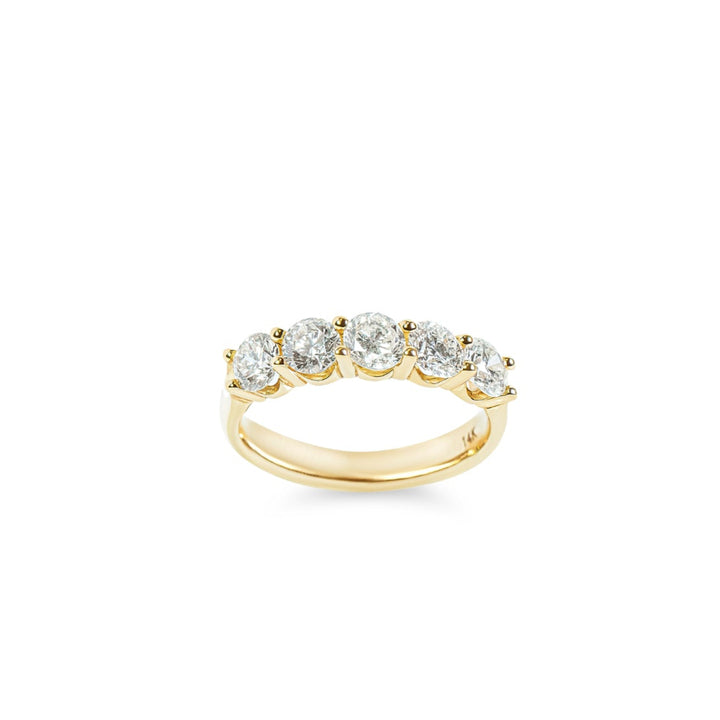 "Brita" 5-Stone Diamond Shared-Prong Ring in 14k yellow gold 5RD-1.68CTTW 