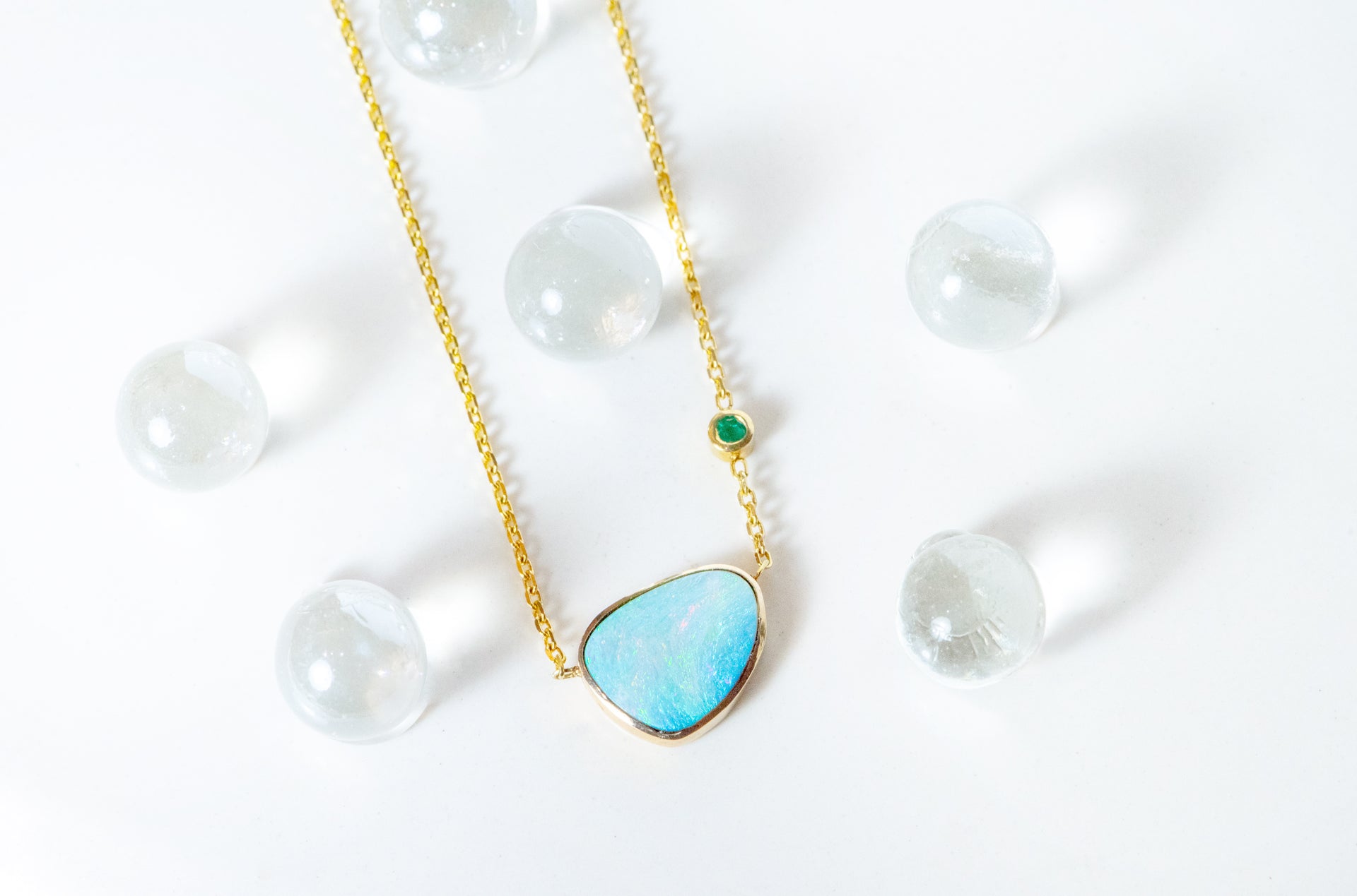 "Opalescence" Opal & Emerald Necklace