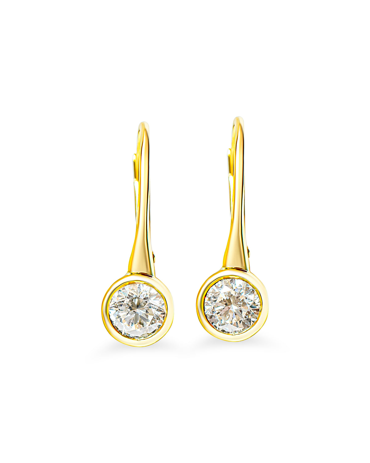 "Alba" Bezel Diamond Drop Earrings