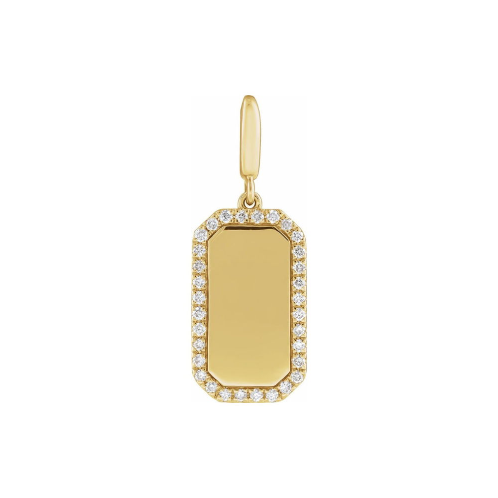 Gold pendant with diamonds on a white background