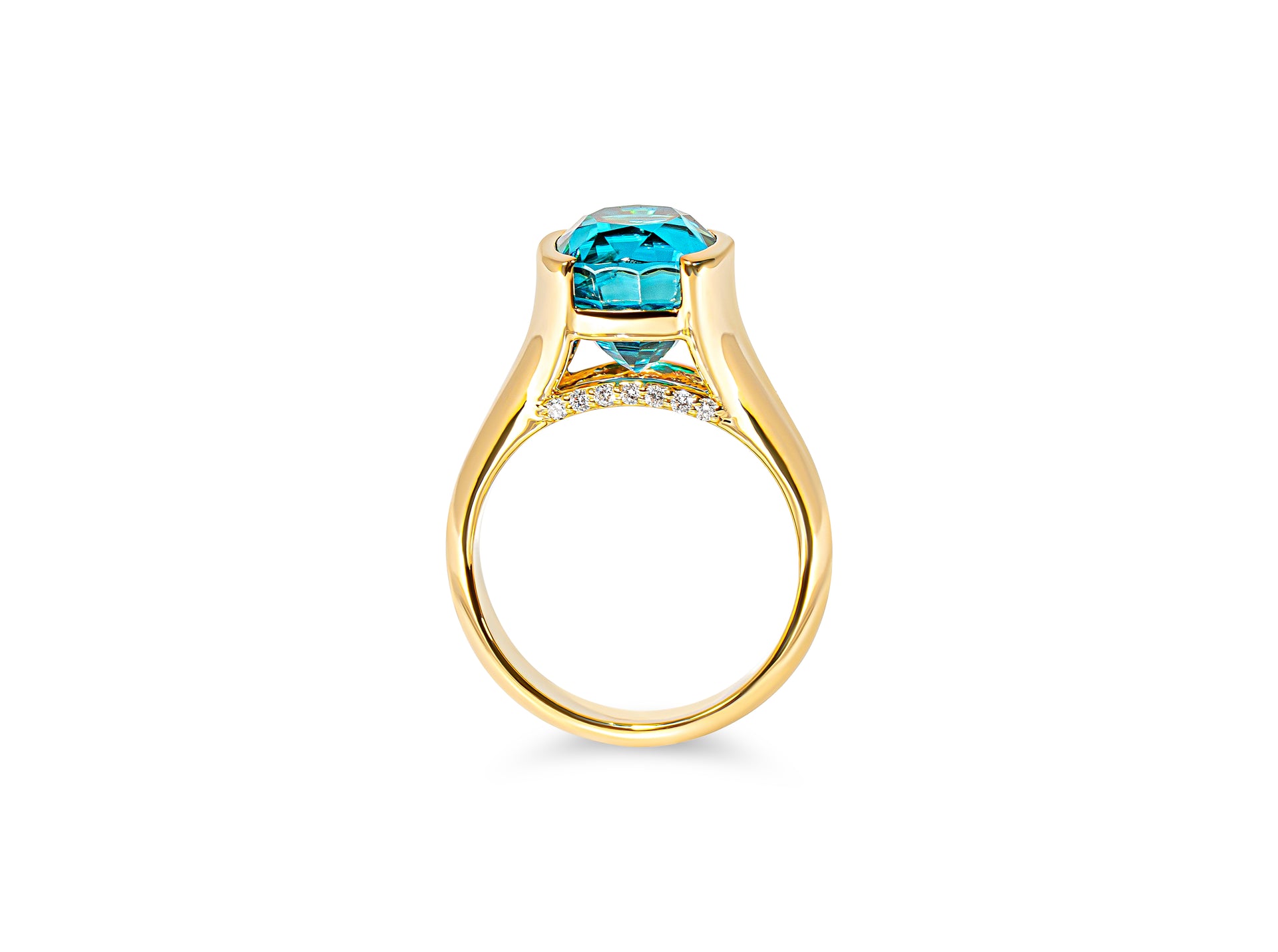 "Lynn" Blue Zircon & Diamond Ring