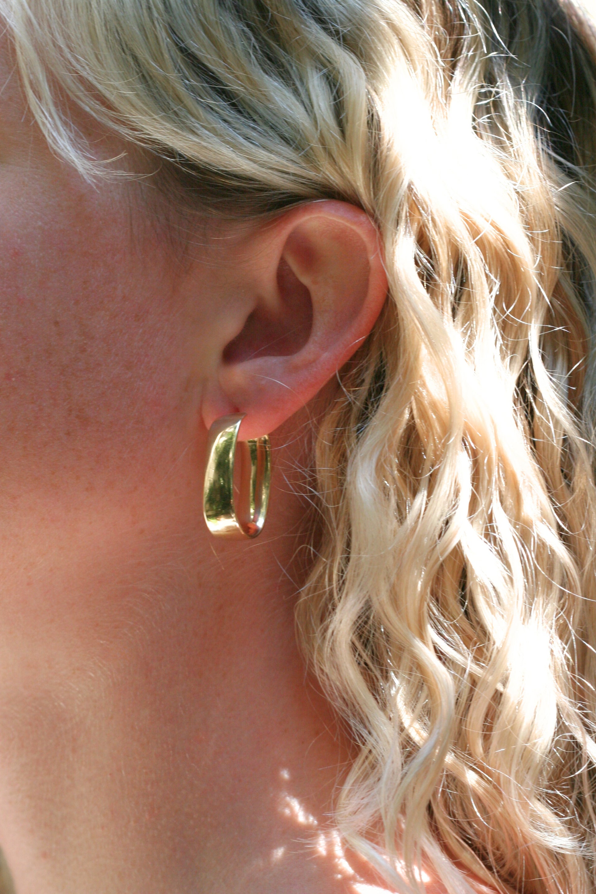 yellow gold hoops. unique hoops. chunky hoops. Local SF jewelry, San francisco, Luxury, hand made, Bay area, gift for her