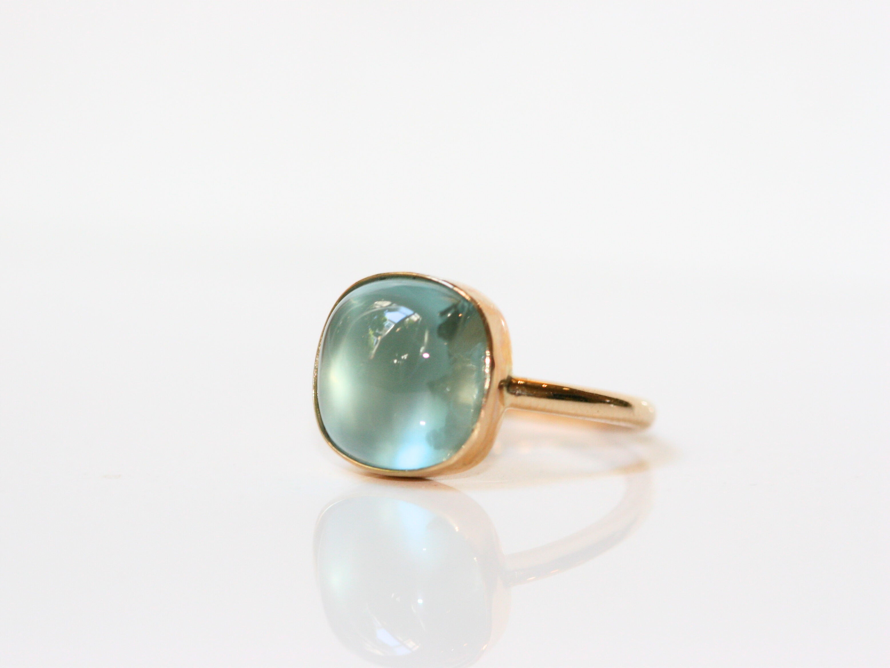 aquamarine yellow gold ring. cabochon. blue stone. bezel set. cocktail ring. every day ring. statement ring. simple ring. SF jewelry, local jeweler, luxury, fine jewelry, bay area, handmade, gift for her