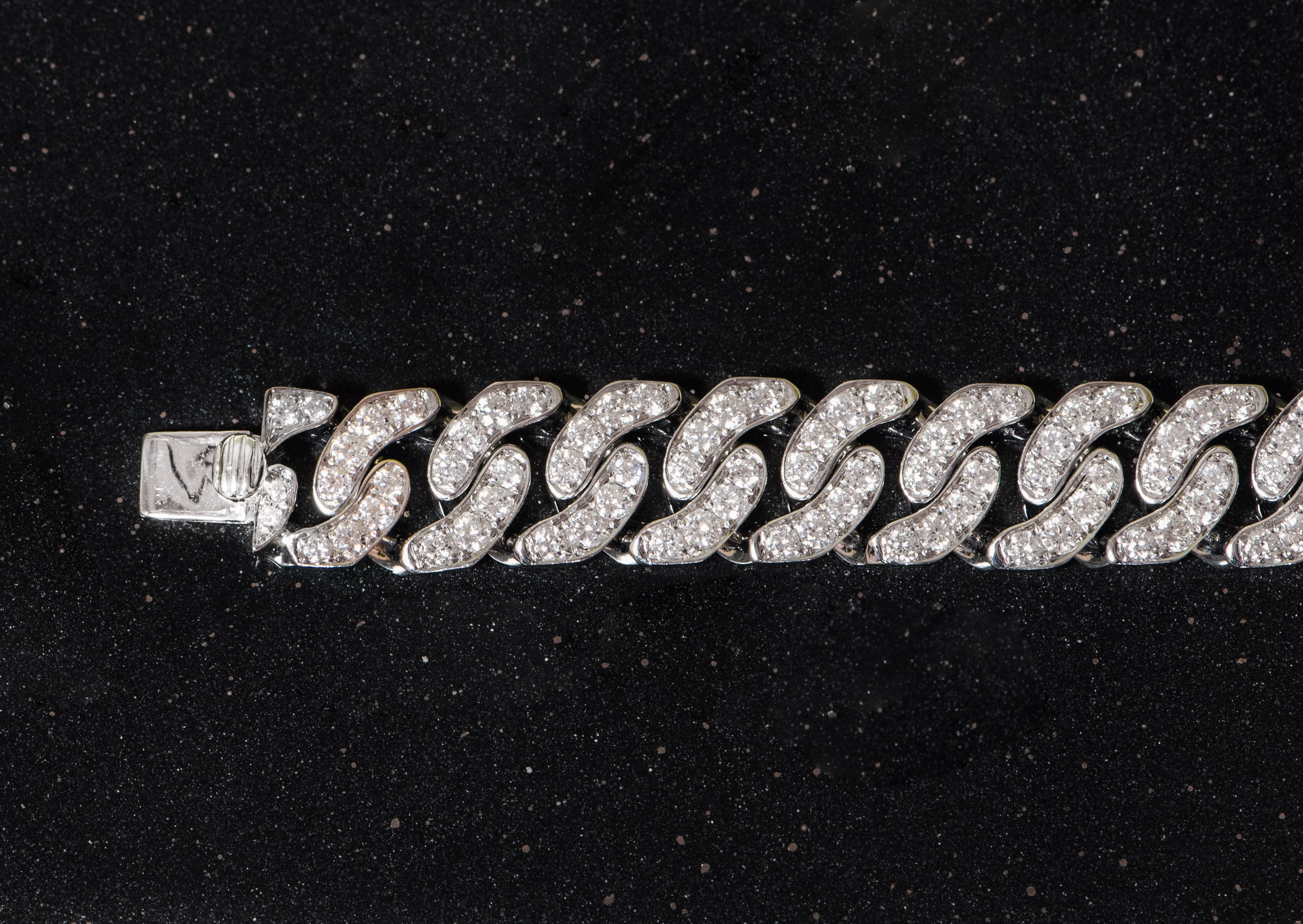 white gold and diamond cuban link bracelet. 