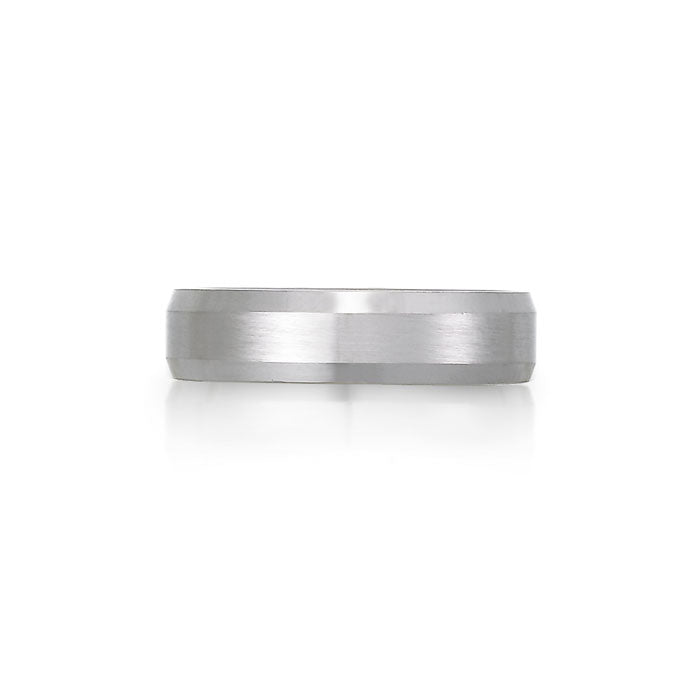 white gold mens wedding band. satin finish. Local SF jewelry, San francisco, Luxury, hand made, Bay area, gift for hm. beveled edges