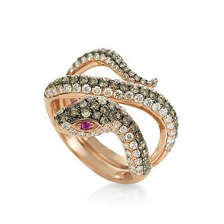 "Aspis" Diamond Snake Ring